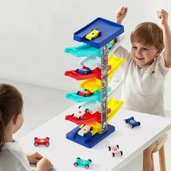 Coche de inercia deslizante para niños con su pista multicapa