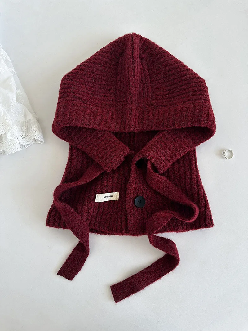 Gorro de punto grueso con cuello para niña – Talla cómoda - imagen 3