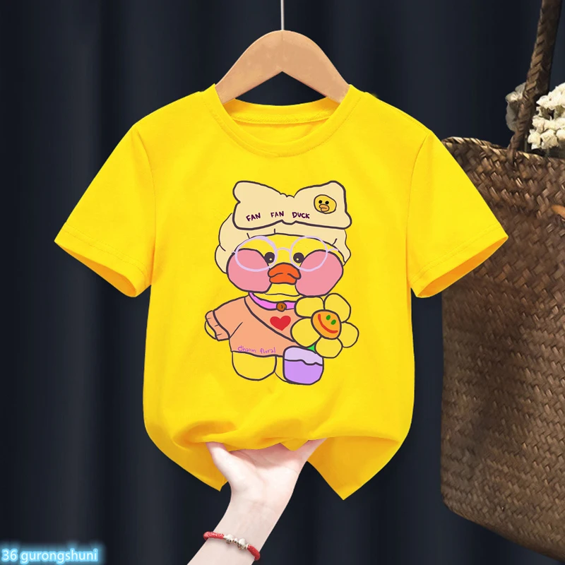 Lalafanfan camiseta de felpa kawaii infantil amarilla