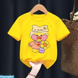 Lalafanfan camiseta de felpa kawaii infantil amarilla