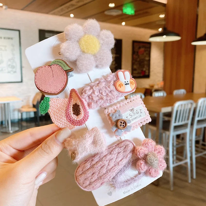 Juego de pinzas para el pelo para niña de 3 a 8 años, conjunto de horquillas para el pelo con flores de tela, Clip BB rosa para niña de 3 a 8 años, 8 piezas - imagen 4