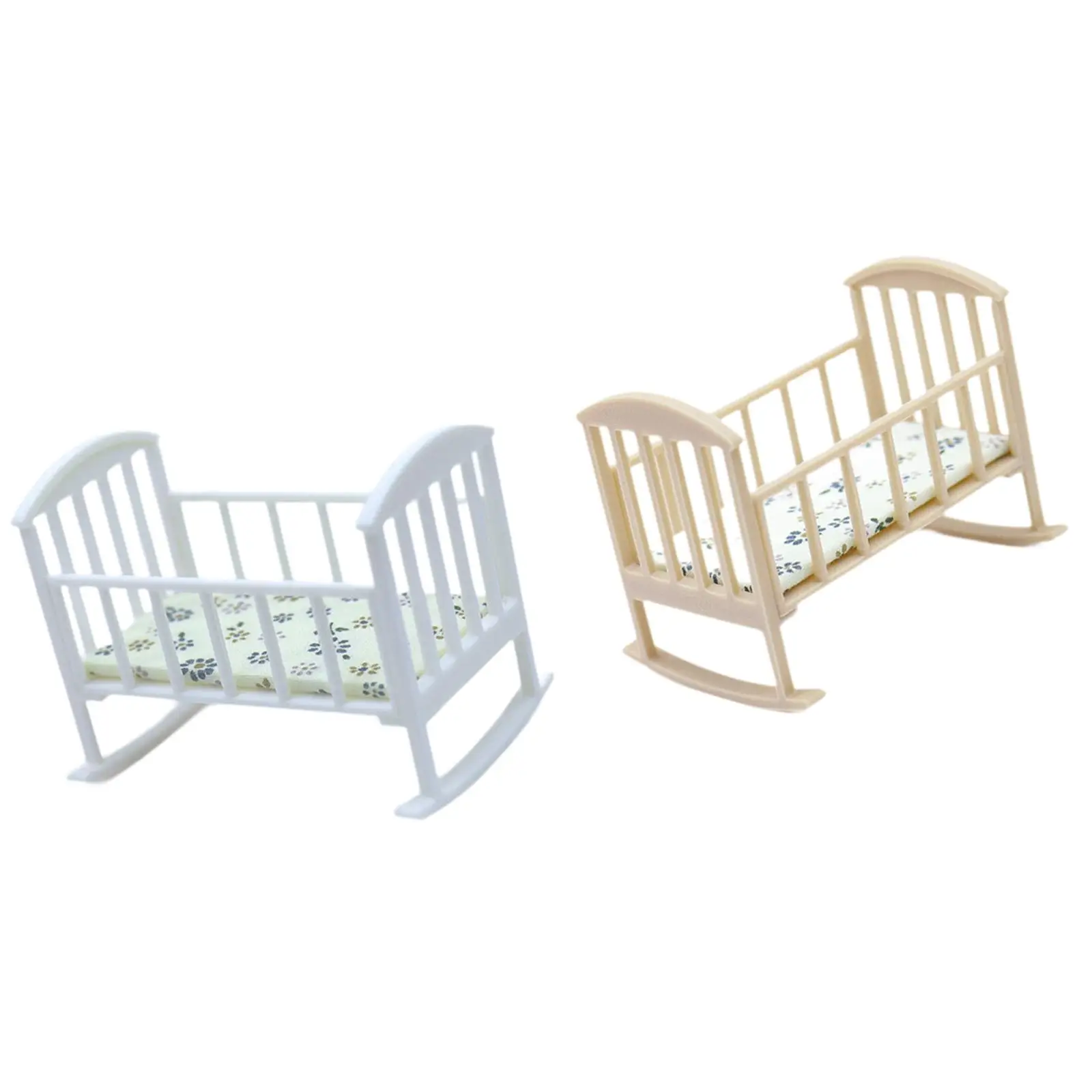 1:12 Miniature Crib with Mattress Realistic Dolls Bed Toy Bedroom Accessories Bed Decoration Kids Gift Crafted 1:12 Miniature Crib with Mattress Realistic Dolls Bed Toy Bedroom Accessories Bed Decoration Kids Gift Crafted