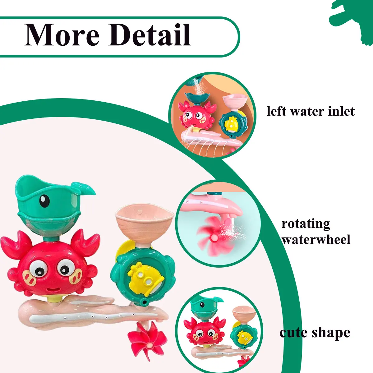 Juguete de baño de agua para bebé, juego en rueda de agua de cangrejo, pistola de agua de flores para niños, diversión en la bañera de ducha con ventosa en la pared, regalo para niños - imagen 5