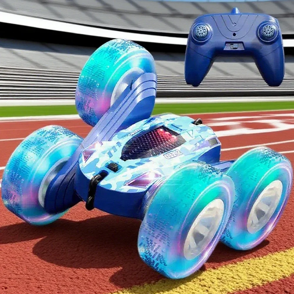 Coche acrobático Rc para niños, doble cara, con tapa, 2,4G, Control remoto, rotación de 360 grados, todoterreno, coche Rc, regalos para niños, adultos y niños