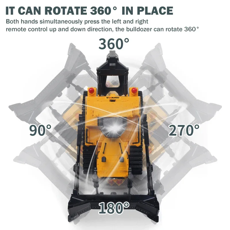HUINA 1554 RC camión 1/16 coche de Control remoto juguete Bulldozer aleación Tractor ingeniería coche modelo juguetes para niños regalos - imagen 3