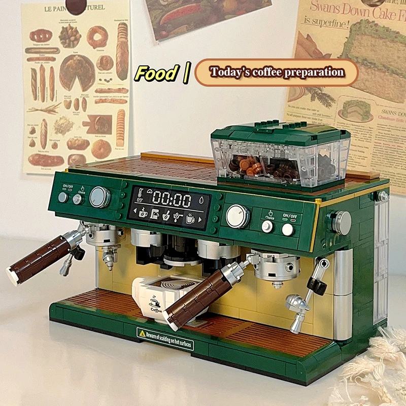 Máquina de café Retro, rompecabezas de bloques de construcción, ladrillo para niños, decoración del hogar, juguetes de escritorio para niños y adultos, regalos de navidad - imagen 5