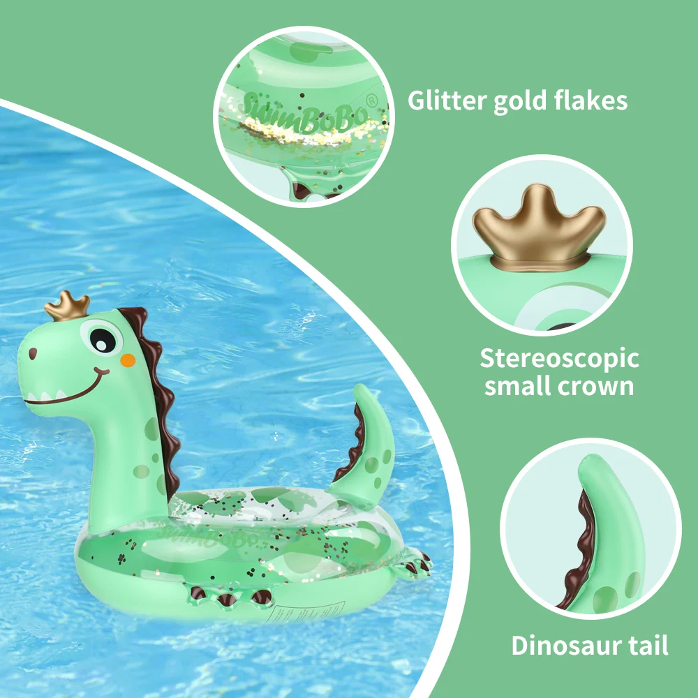 Swimbobo, nuevo estilo, dinosaurio inflable para niños, bonito asiento de natación, barco flotante, juguete de agua para niños, anillos de natación para bebés, flotador de piscina de verano - imagen 3