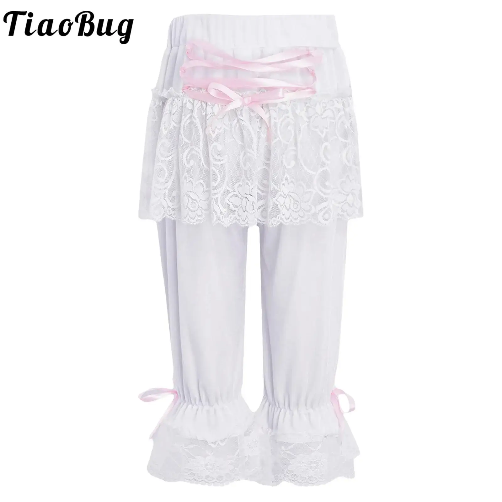 Pantalón corto de encaje floral niña con volantes estilo victoriano