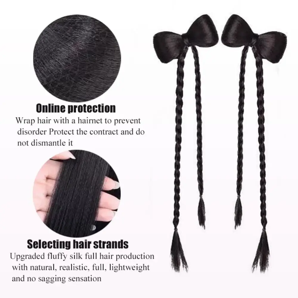 Peluca de trenzas con lazo para niña – Estilo moderno