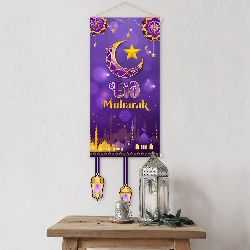 Banner decorativo Eid Mubarak 2025 Kareem Ramadán decoración para el hogar Ramadán Mubarak bandera colgante decoración de fiesta musulmana islámica Eid Al Adha - imagen 5