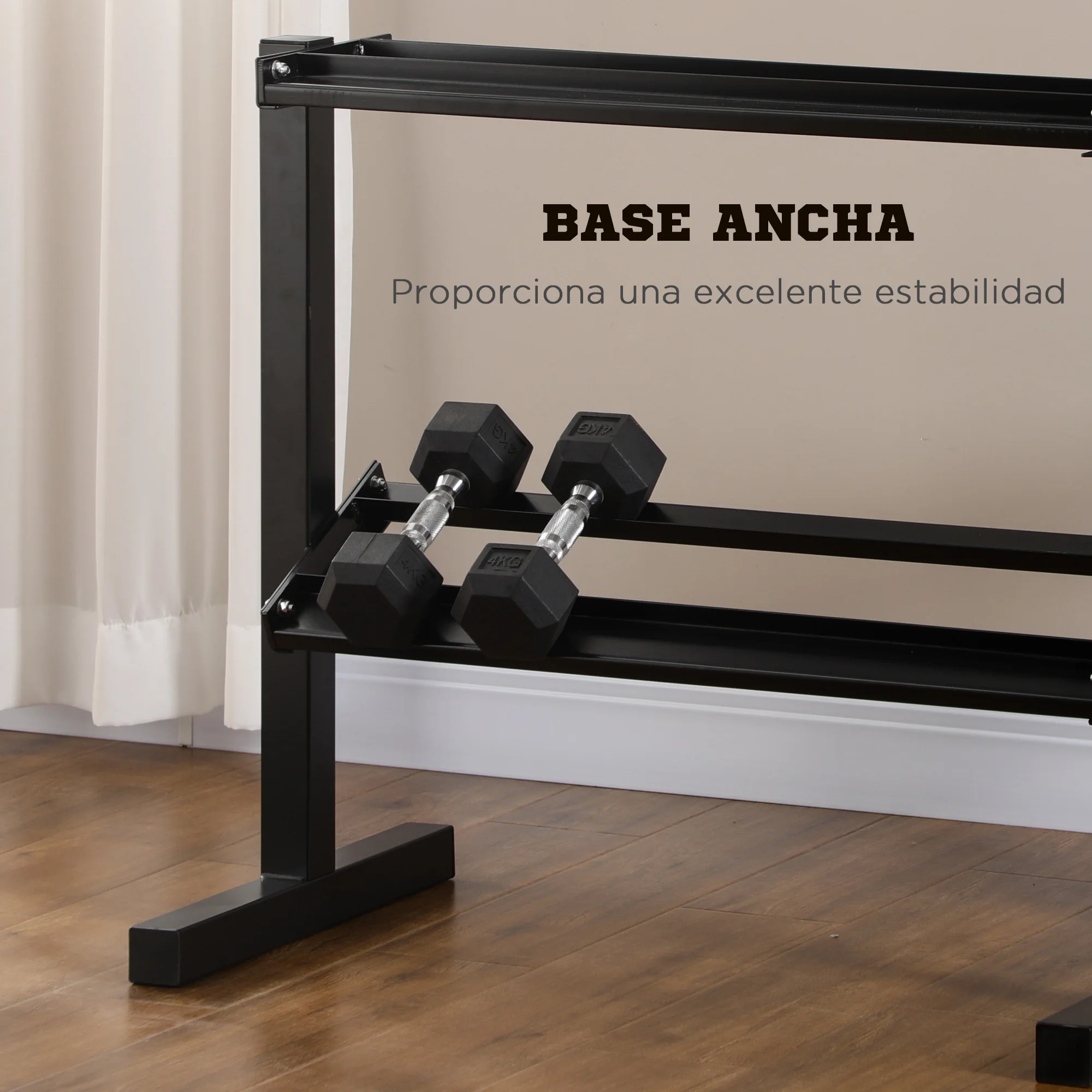 SPORTNOW Estante para Mancuernas de 2 Niveles Soporte de Almacenamiento para Mancuernas de Acero para Gimnasio en Casa Carga 270 kg 92,5x50,5x80,5 cm Negro - imagen 5
