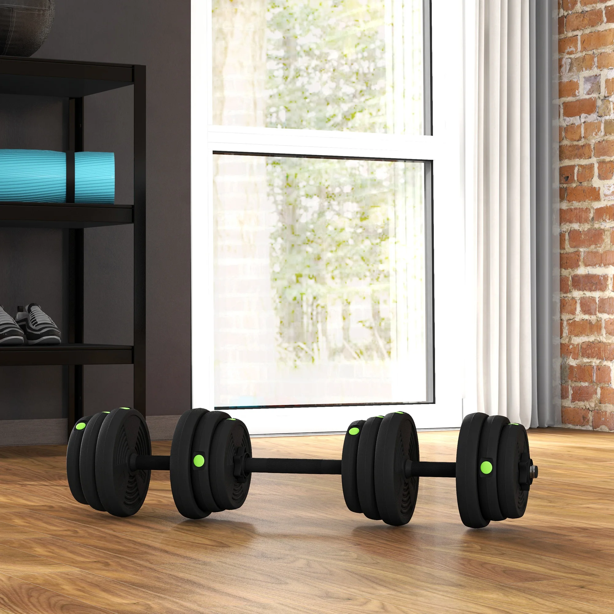 SPORTNOW Juego de Mancuernas Ajustables 2 en 1, Juego de Pesas con Barra de Conexión y Mango Antideslizante, Pesas y Mancuernas para Hombres y Mujeres, Ejercicio de Fitness, Casa Gimnasio - imagen 4