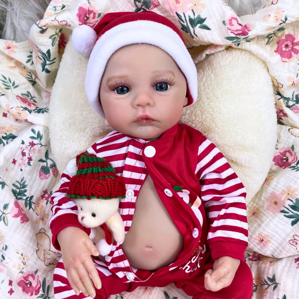 MRB-Muñeca Reborn realista de 18 pulgadas, imagen Real de pradera, cuerpo completo de vinilo, piel 3D lavable, venas visibles, muñeca de Navidad - imagen 5