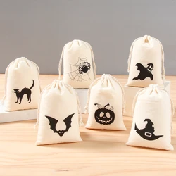 Bolsa de lino infantil para dulces de Halloween, suave y segura