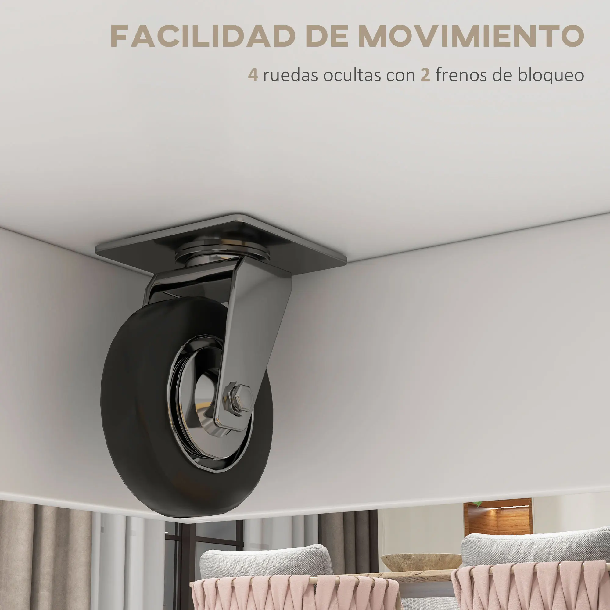 HOMCOM Isla de Cocina Carro de Cocina con Encimera de Madera Plegable 2 Puertas 2 Cajones Estante Ajustable y 4 Ruedas 105x60x90,5 cm Blanco - imagen 4