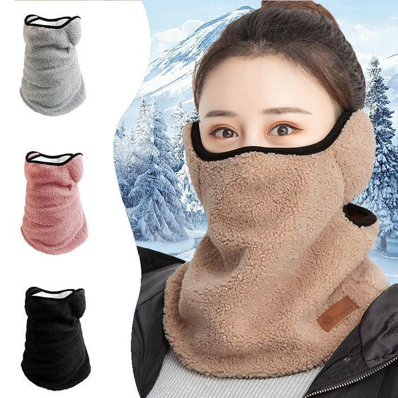 Máscara a prueba de viento de invierno para mujeres y hombres, máscaras de protección para los oídos y cuello, además de accesorios cálidos de terciopelo para ciclismo y esquí, Color sólido