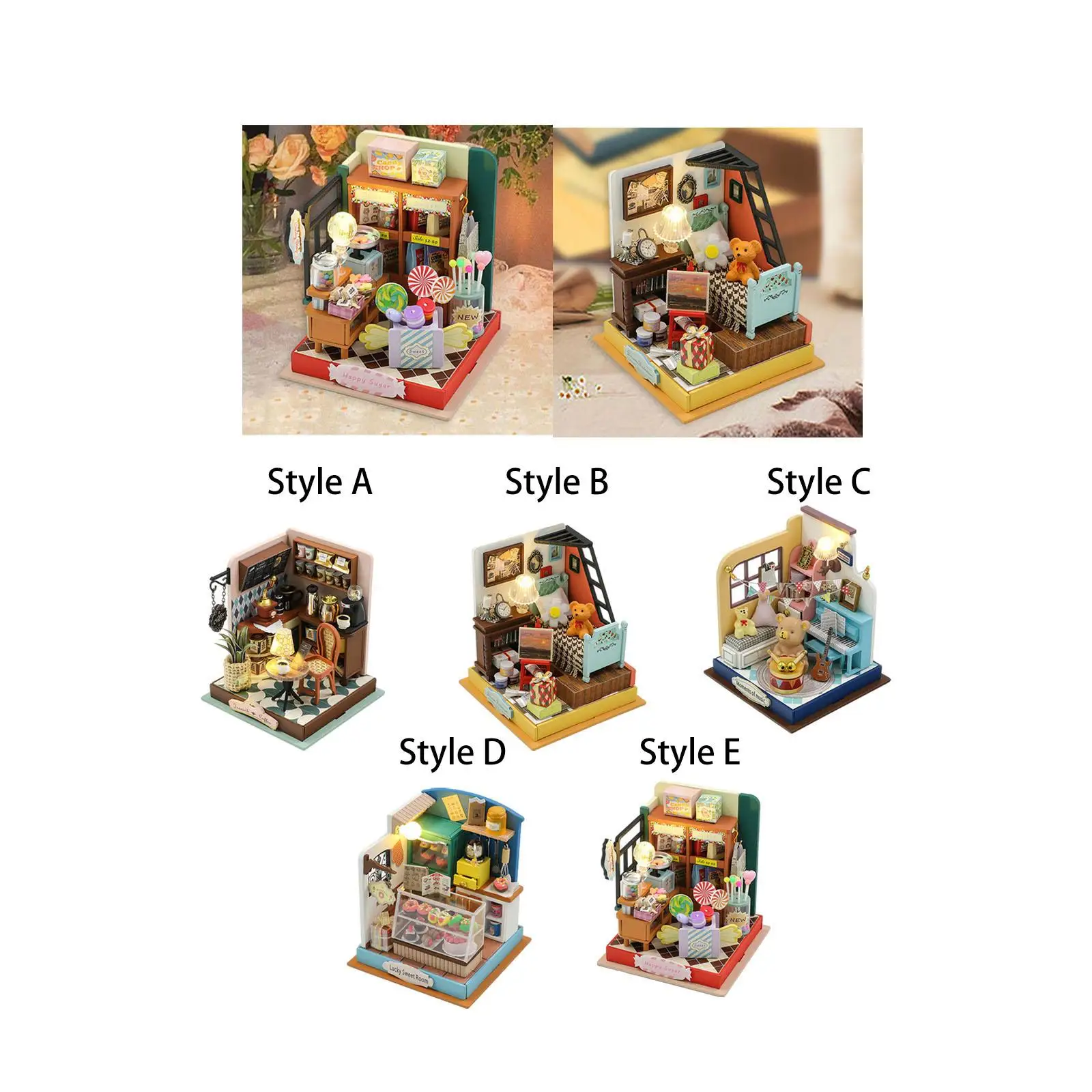 DIY Handcraft Miniature Dollhouse Wooden Room Box Crafts Led Lights with