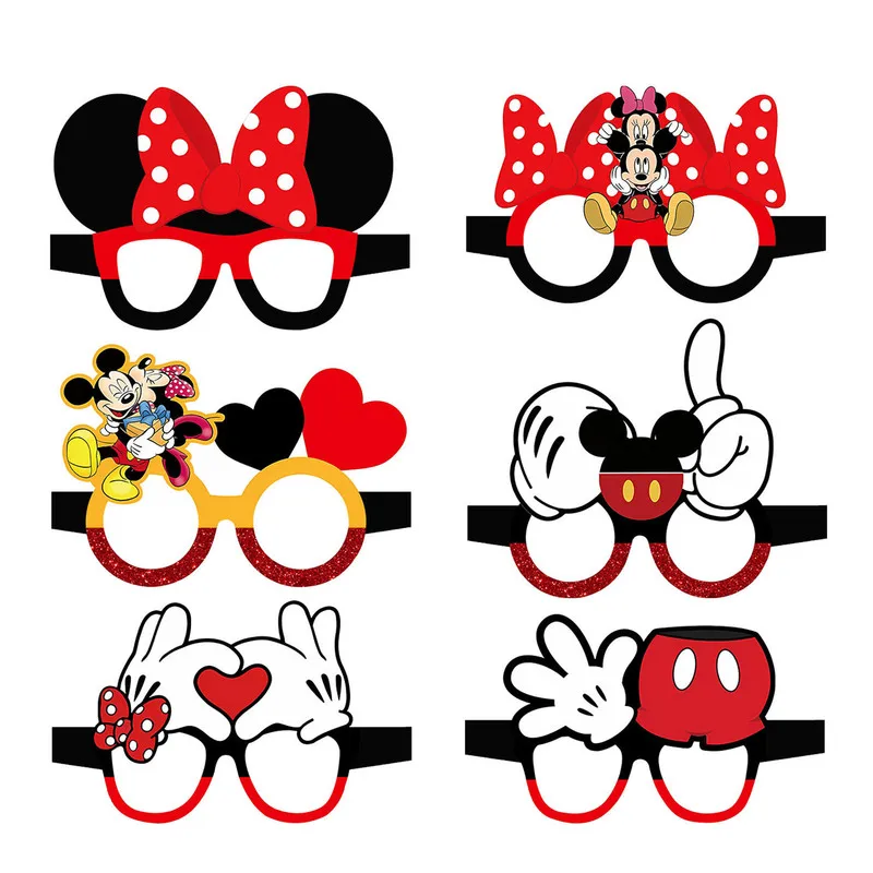 Decoración de fiesta Kawaii Stitch Kuromi Minnie, gafas de papel de dibujos animados, máscaras, accesorios de Cosplay, suministros para fiesta de cumpleaños para niños, juguetes, regalos - imagen 4