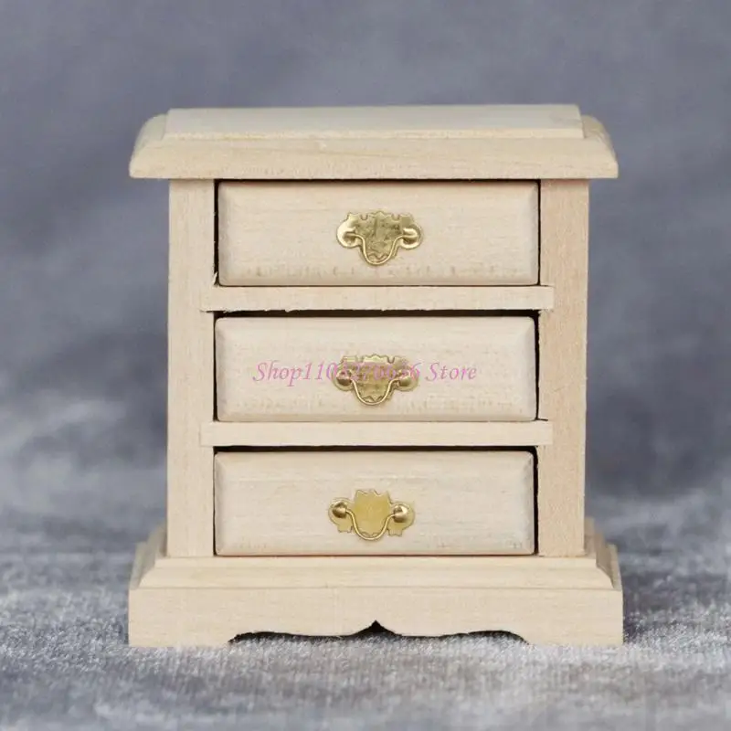 Mesita noche para casas muñecas R6FD 1/12, muebles en miniatura hechos a mano, diseño cajón - imagen 4