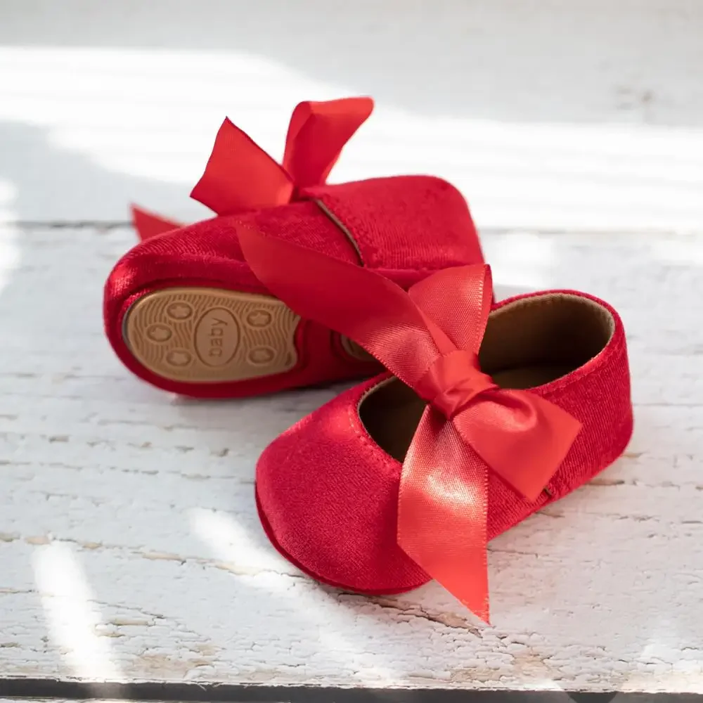 Meckior, zapatos para niña, bonitos zapatos de cama antideslizantes de Estilo Princesa para bebé, zapatos rojos de Navidad para recién nacidos, zapatos para niños pequeños de Año Nuevo - imagen 2