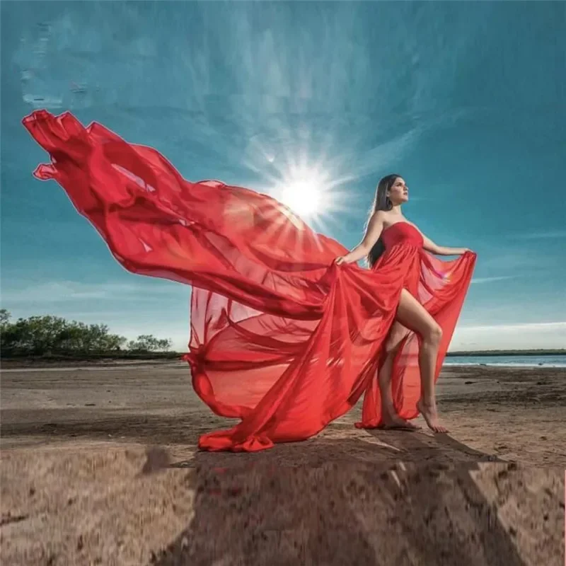 Vestido de maternidad de encaje y gasa para sesión de fotos - imagen 3