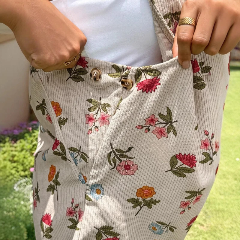 Pantalones maternidad con tirantes – Estampado ajustable - imagen 3