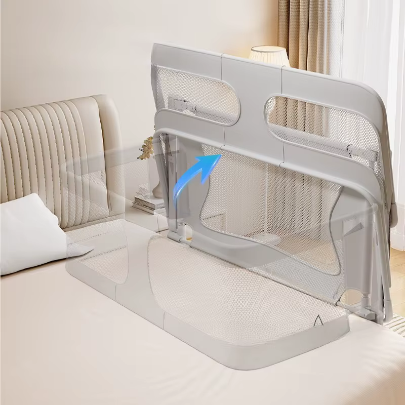 Cuna plegable portátil para bebé con rieles y malla transpirable - imagen 4