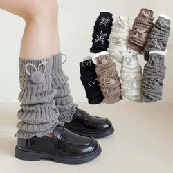 Calcetines tubo para niñas con orejas de conejo y volantes tejidos Y2K