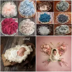 Canastilla newborn de lana peluda con manta merina para fotos