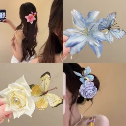 Pinzas para el pelo niña con flores lirio – Horquilla bohemia