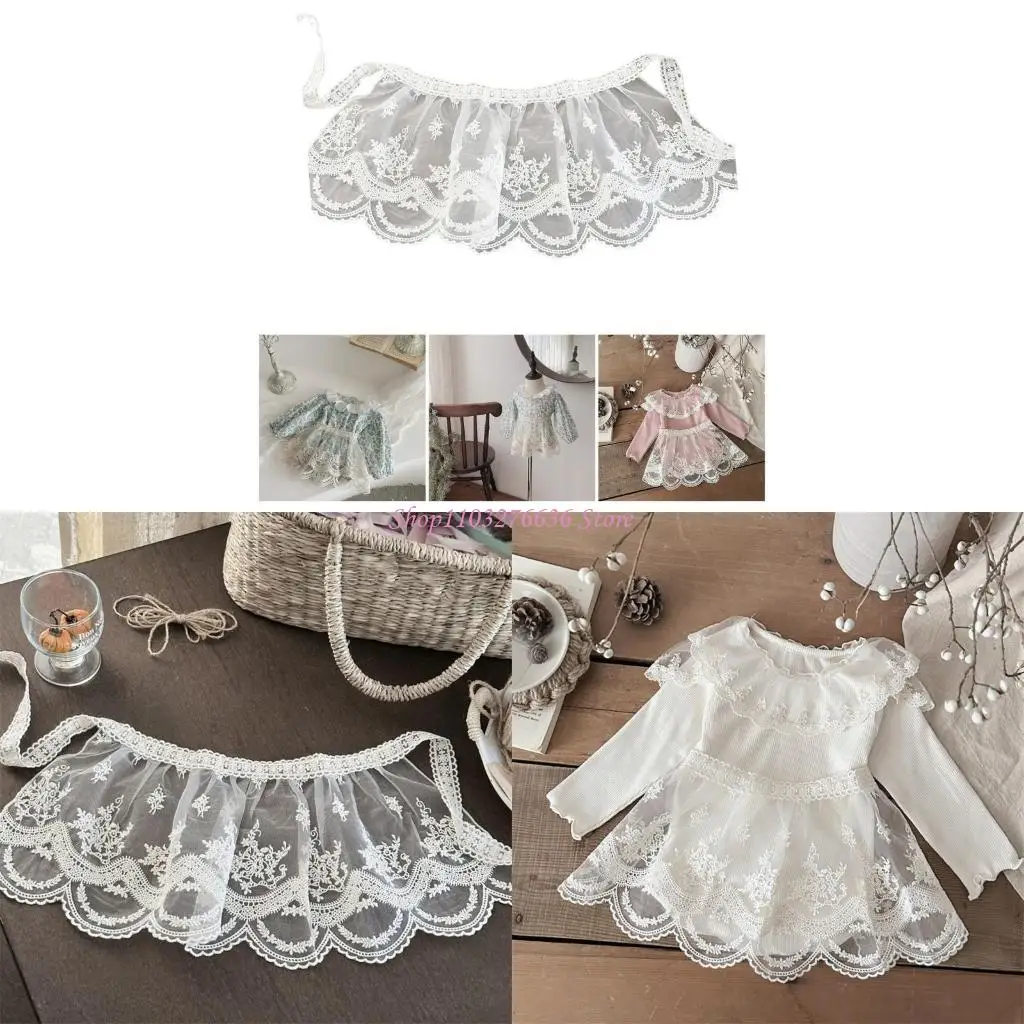 Delantal adorno encaje infantil R6FD diseño cómodo y transpirable para niñas mini falda