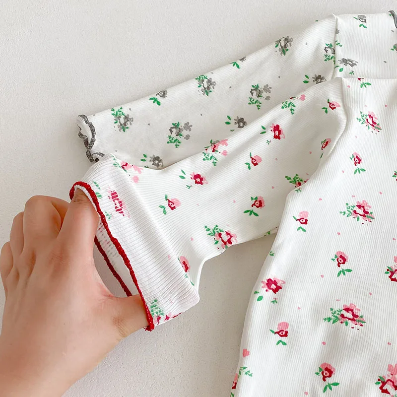 Conjunto de pijama de otoño para bebé, ropa para el hogar con flores bonitas de 3M-3T, ropa de descanso fina para niños pequeños, 2 uds. - imagen 5