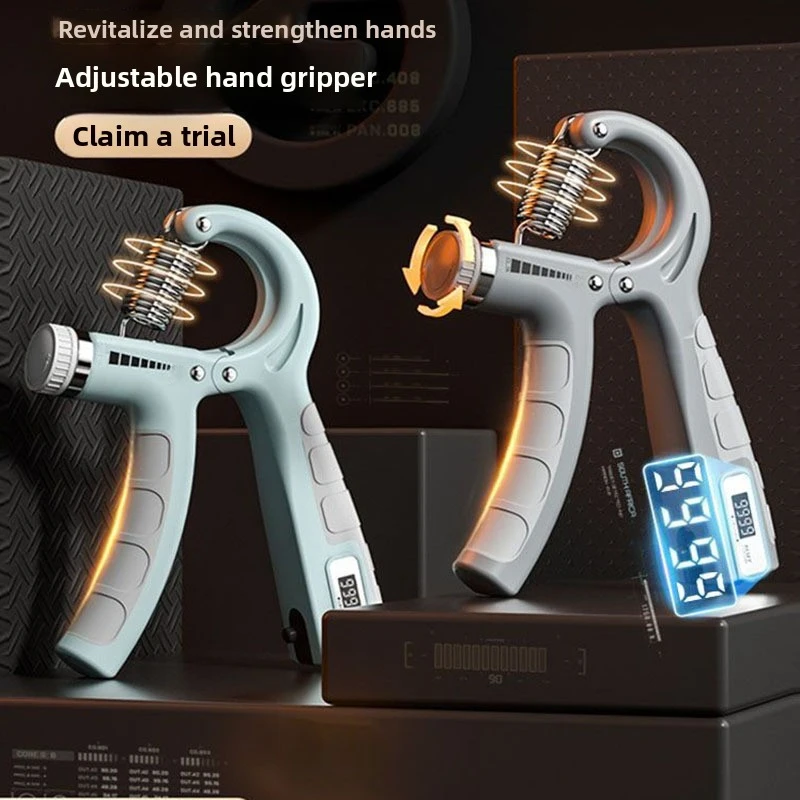 Fortalecedor de agarre de mano con conteo electrónico ajustable, entrenador de dedos, ejercitador de fuerza muscular de brazo, entrenador de mano para estudiantes adultos