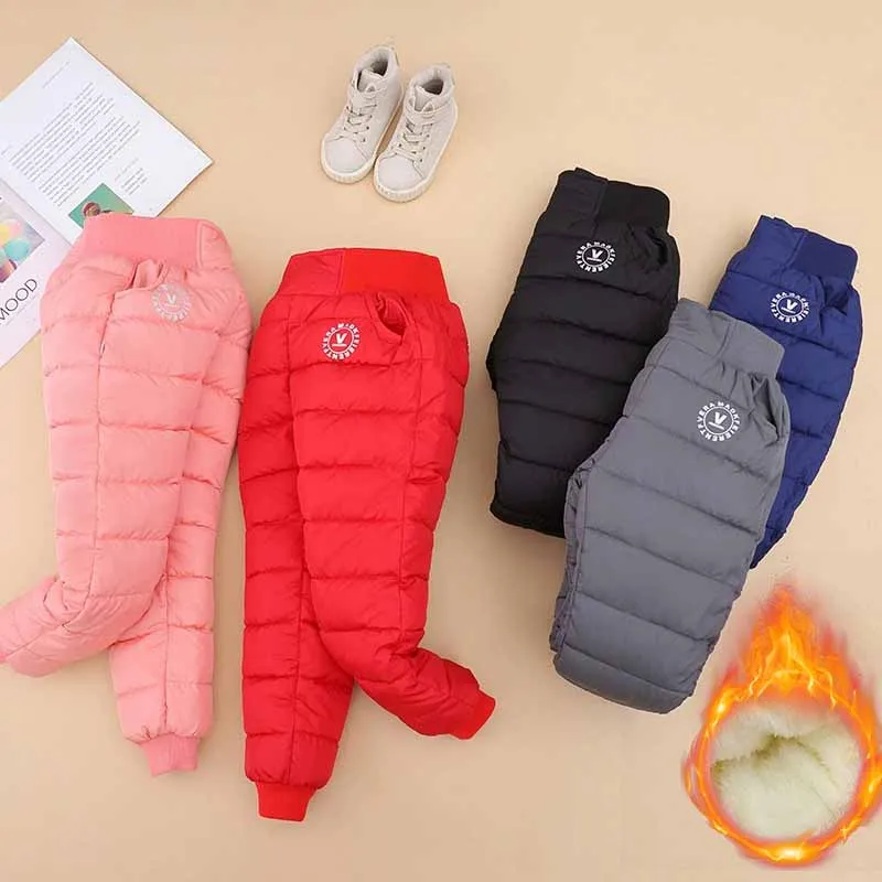 Pantalones de invierno acolchados tipo chándal cálidos para niños