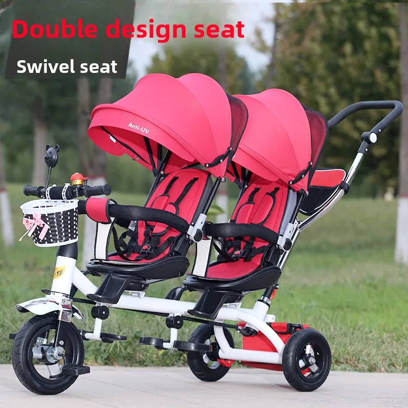 Triciclo doble para niños con diseño plegable y ruedas silenciosas - imagen 3