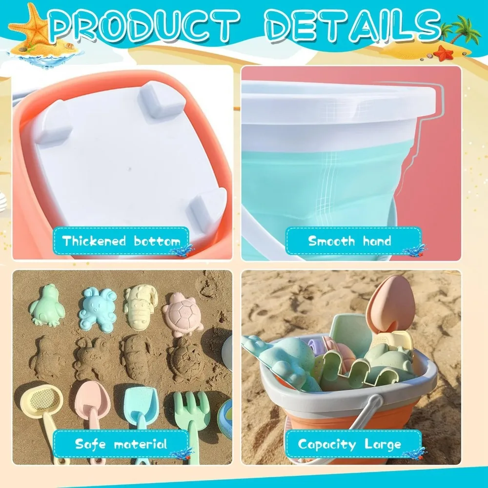 Conjunto juguetes de arena para niños - cubo pala moldes - imagen 5