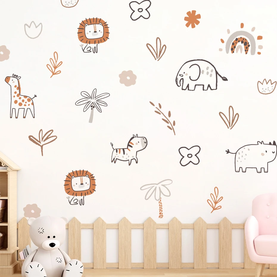 Pegatinas de pared boho acuarela animales para habitación infantil - imagen 2