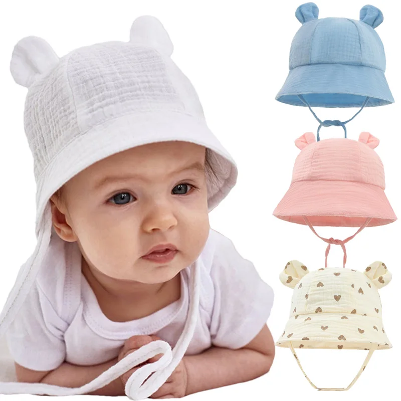 Sombreros de cubo de muselina para bebé, gorra de pescador de Panamá con estampado lindo, gorras infantiles para exteriores de 3 a 12 meses, primavera y otoño