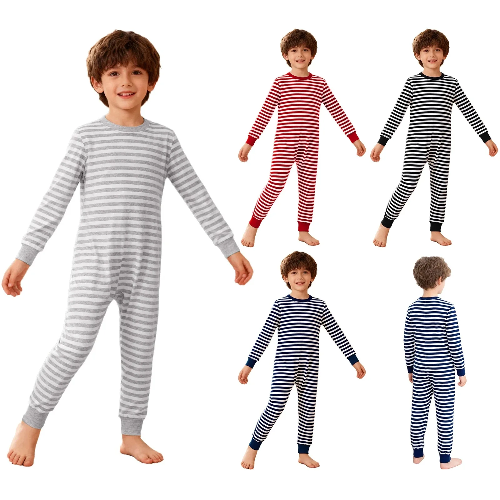 Pelele unisex de rayas con manga larga y cremallera trasera - imagen 5