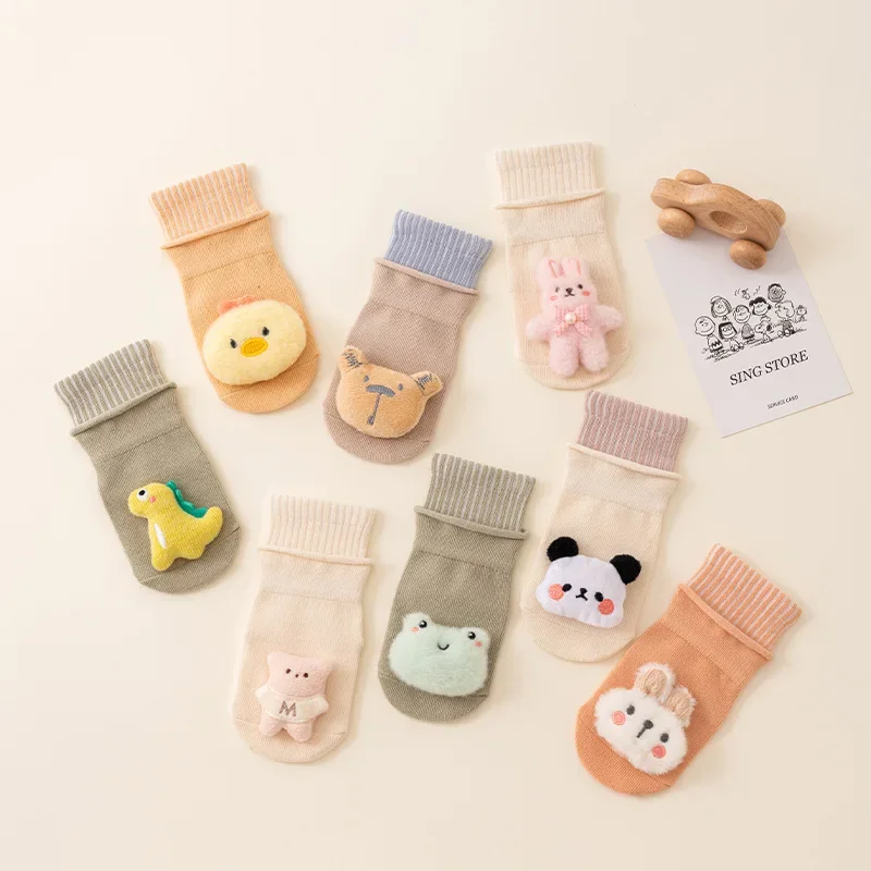 Calcetines antideslizantes con dibujos de animales para niño y niña, calcetín infantil para el suelo, para primavera y otoño, 1 par - imagen 4
