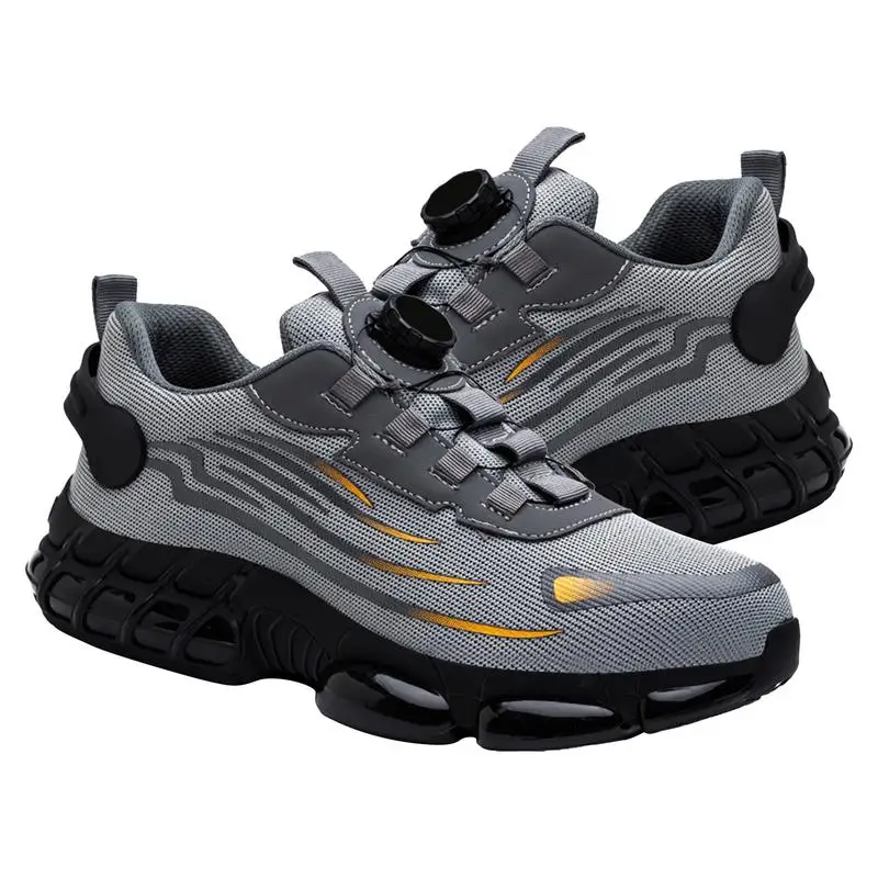Zapatos sin cordones con punta de acero, cómodas zapatillas indestructibles a prueba de perforaciones, zapatos de trabajo transpirables para trabajo diario y construcción