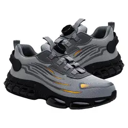 Zapatos sin cordones con punta de acero, cómodas zapatillas indestructibles a prueba de perforaciones, zapatos de trabajo transpirables para trabajo diario y construcción