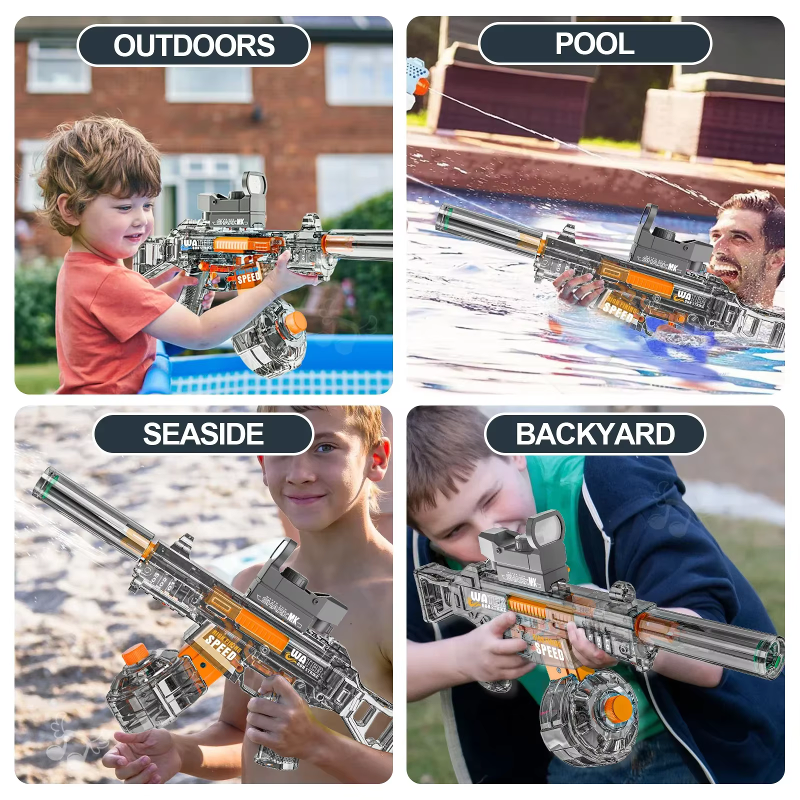 Pistola de agua automática con luz para niños – Gran capacidad - imagen 5