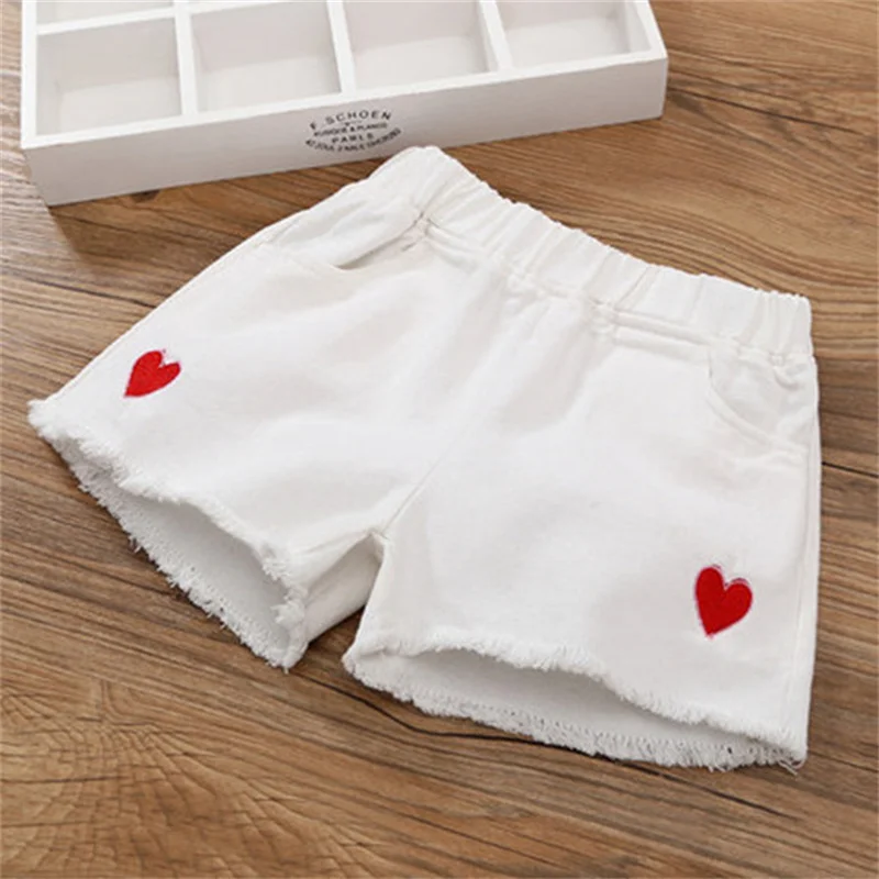 Pantalones cortos vaqueros bordados para niña verano