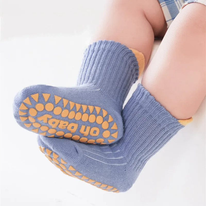 Lawadka 3 par/set calcetines para niños y niñas, calcetines sólidos para niños y niñas, calcetines antideslizantes de algodón de 0 a 5 años, calcetines Unisex para bebés y niños pequeños - imagen 3