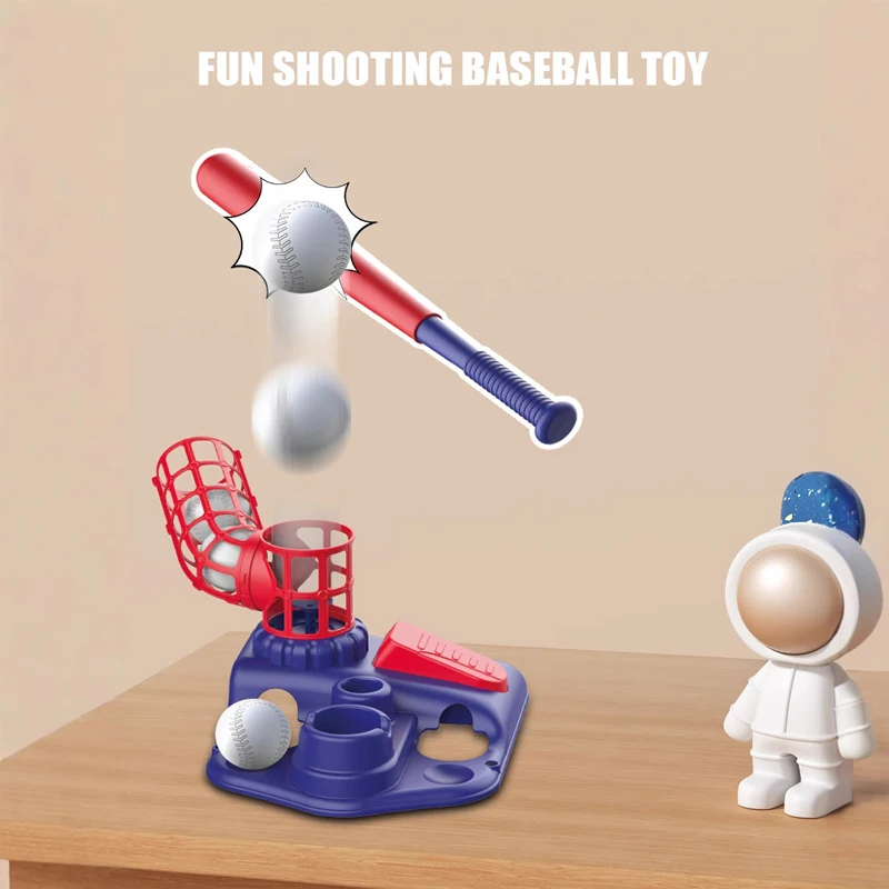    Juego de juguetes de béisbol para niños 3 en 1 con soporte de bola colgante/bola en T de pie/lanzador automático altura ajustable béisbol para niños pequeños Navidad - imagen 3