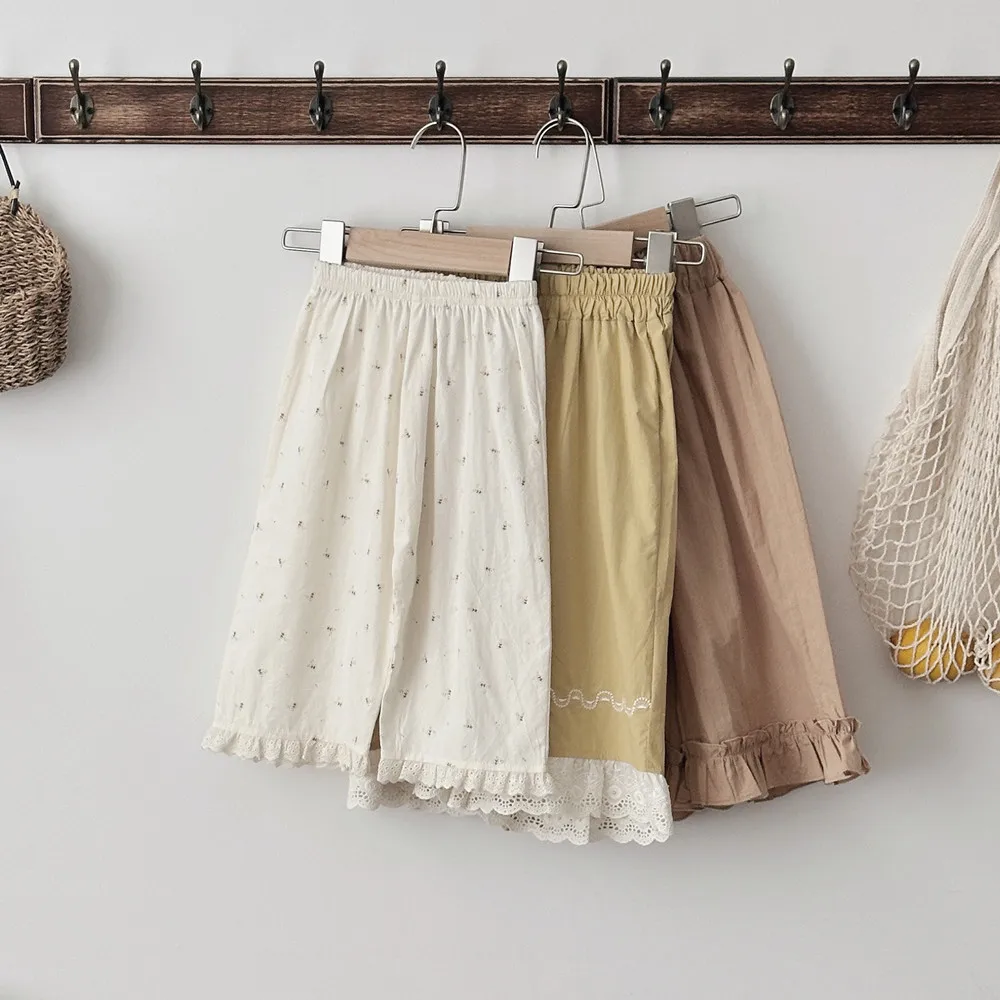 Nuevos pantalones de primavera para bebé, bonitos pantalones de pierna ancha con bordado de encaje para niñas de 0 a 3 años, pantalones sueltos simples para niños pequeños - imagen 2