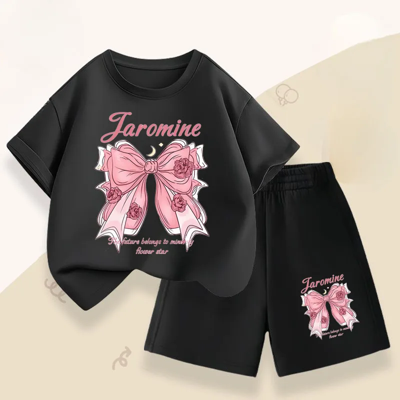 Conjunto niña verano – Camiseta con lazo y short infantil - imagen 2