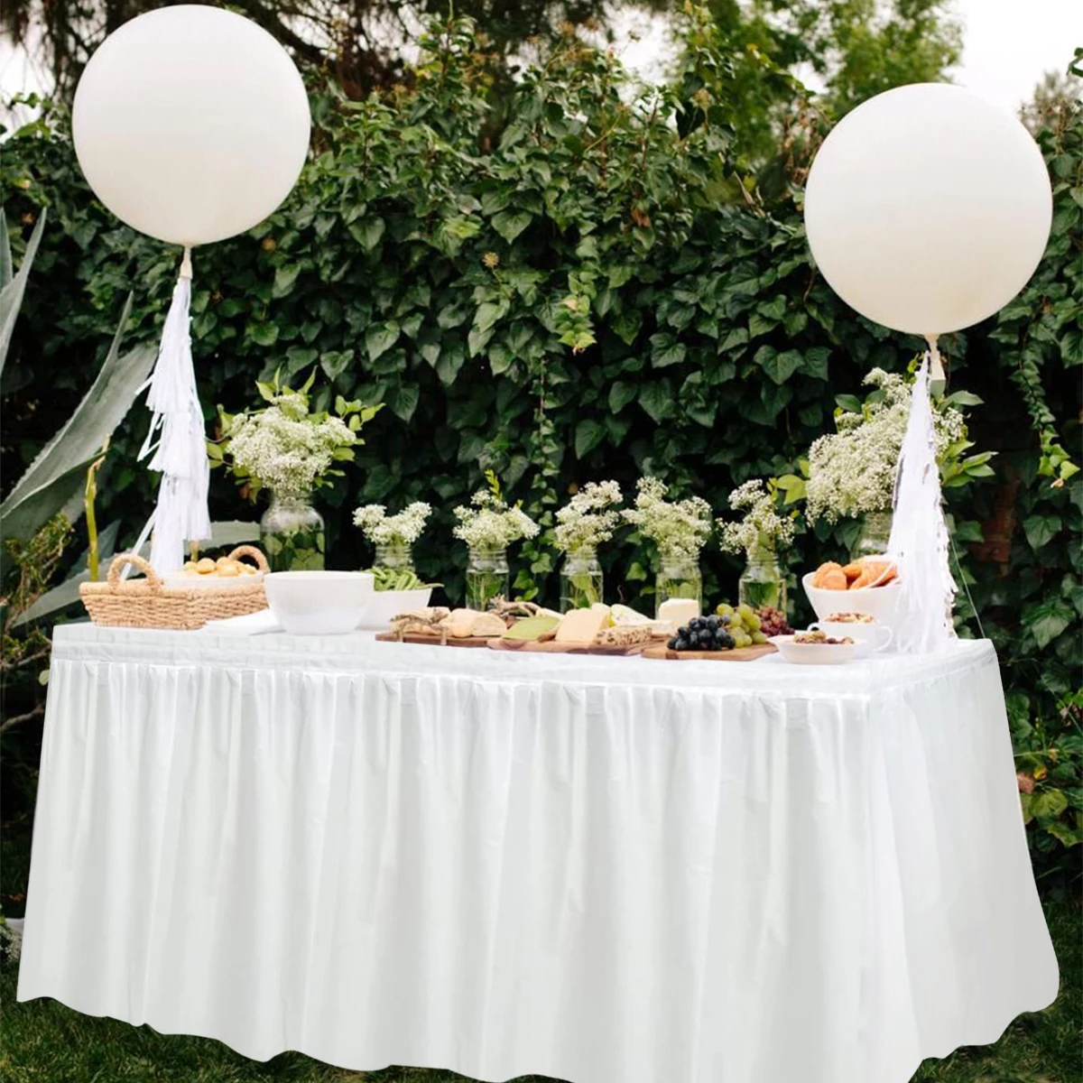 Falda de mesa desechable PEVA, impermeable, a prueba de aceite, cumpleaños, Baby Shower, fiesta, boda, decoraciones de mesa al aire libre, 2 uds. - imagen 3