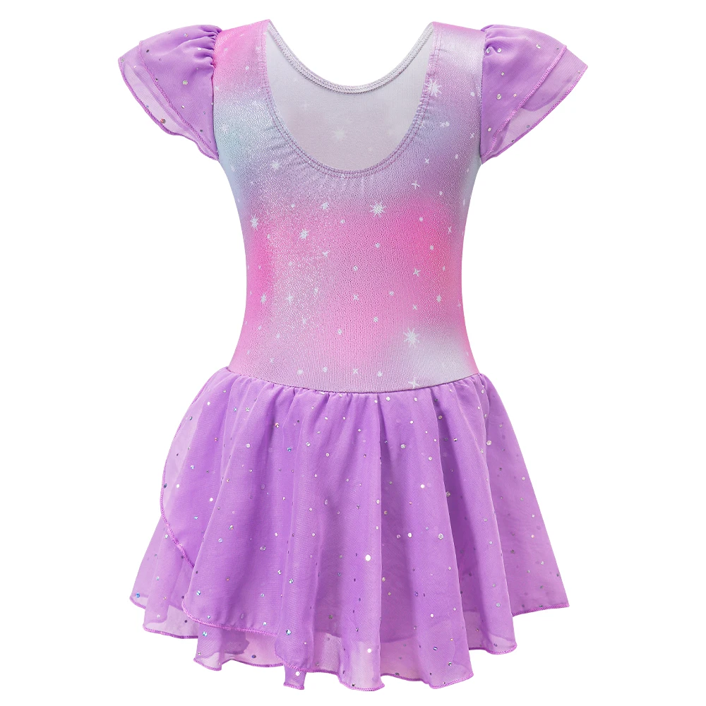 Vestido de ballet para niña con falda tutú y mangas volantes - imagen 4